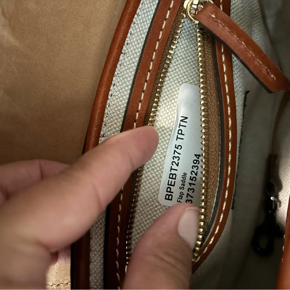 Dooney & Bourke Brown and Taupe Leather Crossbody with Gold-Tone Turnlock - Picture 5 of 6